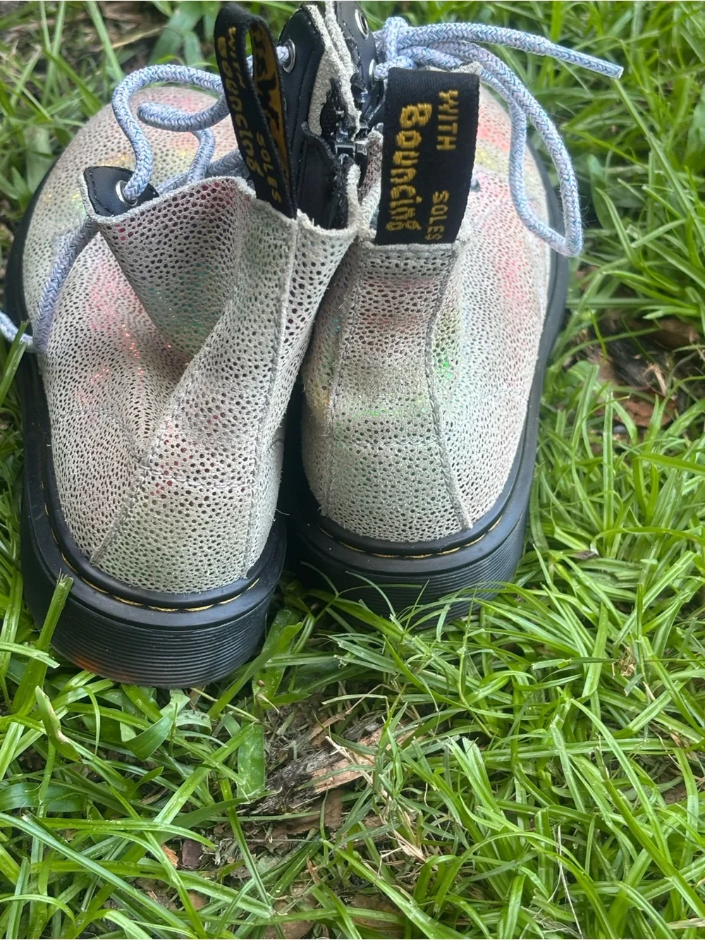 Dr. Martens Iridescent Lace-Up Combat Boots - Multi Kids Size 1